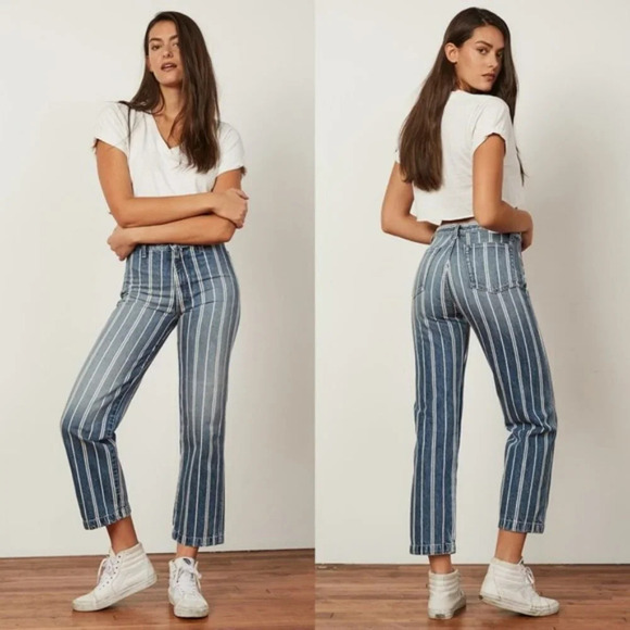 Boyish Stanley Striped Straight Leg Denim Jeans 26 - Picture 1 of 14
